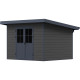Abrigo de jardim em madeira composta 28 mm cinza escuro com estrutura antracite 9 m² PREMIUM com teto plano – Woodlife Garden