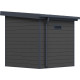 Abrigo de jardim em madeira composta 28 mm cinza escuro com estrutura antracite 4,41 m² PREMIUM com teto plano – Woodlife Garden