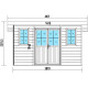 Abrigo de jardim 12 m² em madeira composta 28 mm cinza escuro, estrutura antracite, telhado inclinado – Woodlife Garden Premium