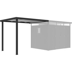 Alpendre 275x230 cm em aço galvanizado antracite para abrigo Kosto 5,29 m² ou 6,76 m² – X-METAL