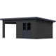 Abrigo de jardim e terraço 15 m², telhado inclinado, madeira composta 28 mm, antracite – Woodlife Garden Premium