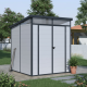 Abrigo de jardim em resina 4,10m² cinzento claro telhado uma água skylight + piso - JOBU 