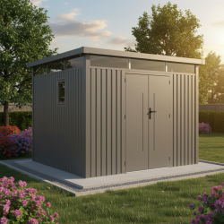 Abrigo de jardim em aço galvanizado Kosto 8,64m² + kit de ancoragem - X-Metal