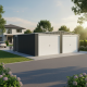 Garagem dupla de 637x513cm em aço galvanizado cinzento antracite com portas de enrolar - X-METAL