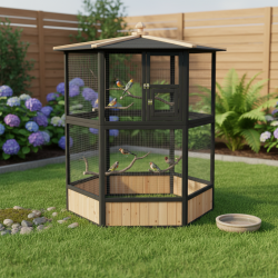 Gaiola em madeira FSC termotratada diâmetro 150cm x Alt. 179cm - Shelty Pet