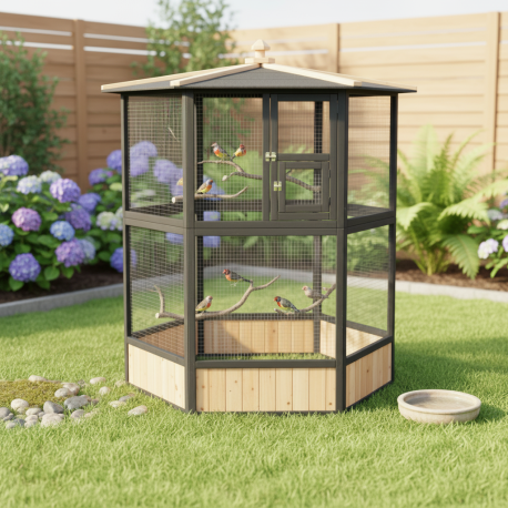 Gaiola em madeira FSC termotratada diâmetro 150cm x Alt. 179cm - Shelty Pet