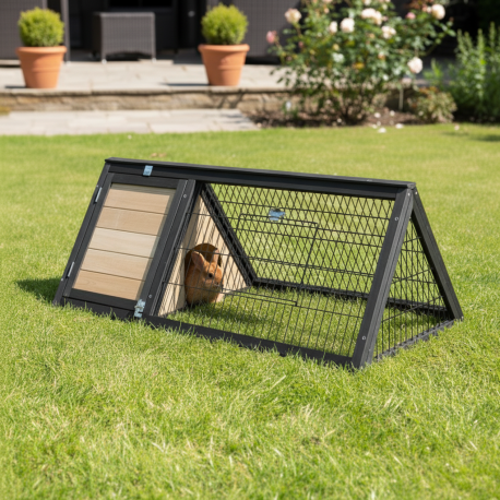 Coelheira em madeira FSC termotratada com vedação 116x53x92cm - triangular - Shelty Pet