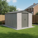 Abrigo de jardim em metal 7,15m² WoodTouch bege + Kit de fixação X-METAL