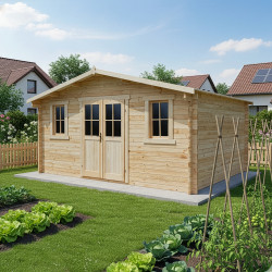 Abrigo de jardim em madeira maciça 16m² PLUS - travessas 28mm Gardy Shelter