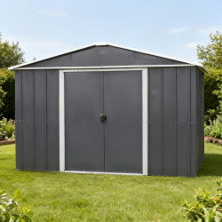Abrigo de jardim metálico antracite 12m² + kit de fixação incluído - YARDMASTER