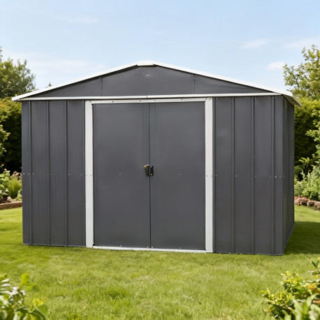 Abrigo de jardim metálico antracite 12m² + kit de fixação incluído - YARDMASTER