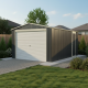 Garagem metálica PLUS 19,52m² antracite porta de enrolar + kit de fixação X-METAL