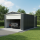 Garagem metálica antracite 15,14m² porta de enrolar + kit de fixação X-METAL