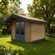 Abrigo de jardim em madeira compósita 28mm madeira envelhecida 14,44m² porta dupla alumínio e vidros duplos - Woodlife Garden
