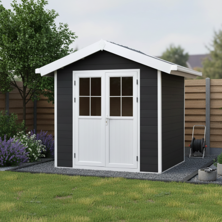 Abrigo de jardim em madeira compósita 28mm antracite 4,77m² PREMIUM - Woodlife Garden