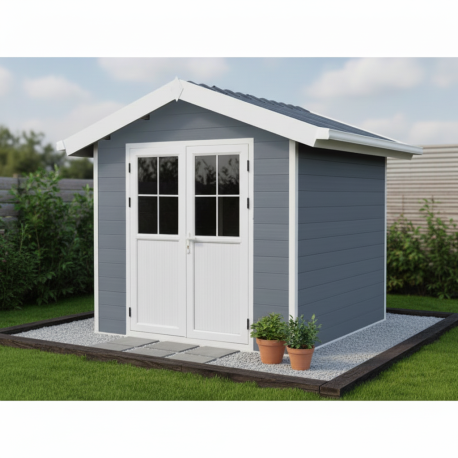 Abrigo de jardim em madeira compósita 28mm cinzento claro 4,77m² PREMIUM - Woodlife Garden
