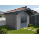 Abrigo de jardim em madeira compósita 28mm cinzento escuro 9m² porta dupla alumínio e vidros duplos - Woodlife Garden