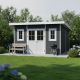 Abrigo de jardim em madeira compósita 28mm antracite 14,90m² PREMIUM - telhado plano - Woodlife Garden