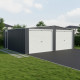 Garagem dupla de 637x513cm em aço galvanizado cinzento antracite com portas de enrolar - X-METAL