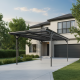 Carport em alumínio antracite 3x5 m com telhado inclinado em policarbonato 6 mm – X-METAL