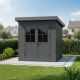 Abrigo de jardim em madeira composta 28 mm cinza escuro com estrutura antracite 4,41 m² PREMIUM com teto plano – Woodlife Garden