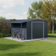 Abrigo de jardim em metal antracite 9,75 m² com alpendre + kit de fundação ALPINE – DURAMAX