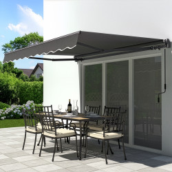 Toldo motorizado 350x250cm EASY antracite, tela de poliéster antracite - X-METAL