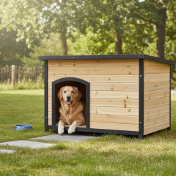 Canil em madeira FSC termotratada 119x76x82cm para cães de tamanho grande - Shelty Pet