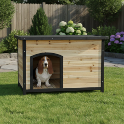 Canil em madeira FSC termotratada 104x66x70cm para cães de tamanho médio - Shelty Pet