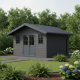 Abrigo de jardim em madeira composta 28 mm cinza escuro com estrutura antracite 14,75 m² PREMIUM – Woodlife Gard
