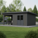Abrigo de jardim e terraço 15 m², telhado inclinado, madeira composta 28 mm, antracite – Woodlife Garden Premium