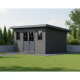 Abrigo de jardim 12 m² em madeira composta 28 mm cinza escuro, estrutura antracite, telhado inclinado – Woodlife Garden Premium