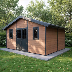 Abrigo de jardim em madeira compósita 28mm aspeto madeira 19,22m² PREMIUM - Woodlife Garden