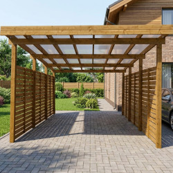 Carport em madeira tratada e pintada 17m² com paredes laterais + cobertura em policarbonato 6mm - Gardy Shelter
