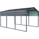 Carport com telhado em aço galvanizado 13,5 m² – 305x451 cm – cor antracite – X-METAL