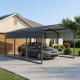 Carport com telhado em aço galvanizado 13,5 m² – 305x451 cm – cor antracite – X-METAL