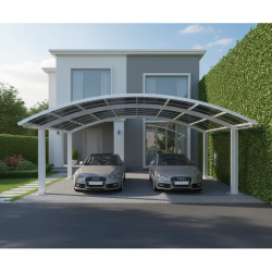 Carport duplo 30 m² em alumínio lacado branco e policarbonato transparente EAGLE – X-METAL