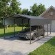 Carport com telhado em aço galvanizado 22 m² – 366x596 cm – cor antracite – X-METAL