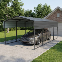 Carport com telhado em aço galvanizado 22 m² – 366x596 cm – cor antracite – X-METAL