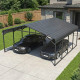 Carport com telhado em aço galvanizado 38 m² – 597x636 cm – cor antracite – X-METAL