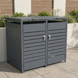 Abrigo para contentor do lixo em aço galvanizado antracite para 2 contentores de 240L - X-METAL