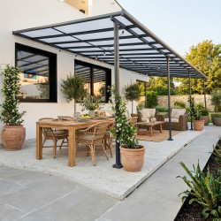 Pérgula encostada ajustável – cobertura de terraço em alumínio antracite 400x985 cm – X-METAL