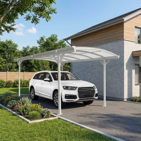 Carport em alumínio branco 3x4,34m e policarbonato de 6mm X-METAL