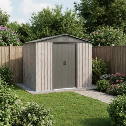 Abrigo de jardim em metal 4,1m² Woodtouch bege + Kit de fixação X-METAL