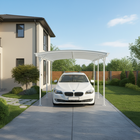 Carport em alumínio branco 3x5,76m e policarbonato 6mm X-METAL