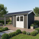 Abrigo de jardim + terraço em compósito de madeira 28mm antracite 15m² PREMIUM - Woodlife Garden