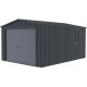 Garagem em metal antracite 15,14 m² com porta de enrolar antracite + kit de ancoragem – X-METAL