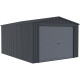 Garagem em metal antracite 15,14 m² com porta de enrolar antracite + kit de ancoragem – X-METAL