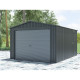 Garagem em metal antracite 15,14 m² com porta de enrolar antracite + kit de ancoragem – X-METAL