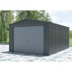 Garagem em metal antracite 17,31 m² com porta de enrolar antracite + kit de ancoragem – X-METAL